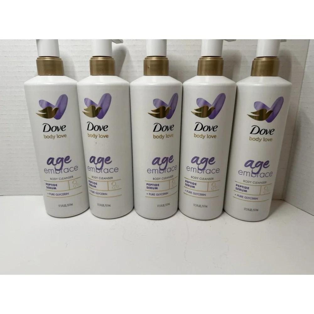 5 Pack New Dove Body Love Age Embrace Body Cleanser Peptide Serum 17.5oz